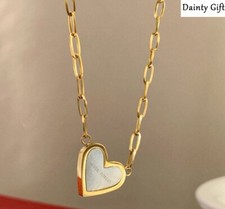 Women Girl Titanium Stainless Steel Never Forget Heart Love Necklace 16-18"