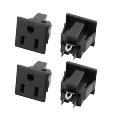 4Pcs AC 125V 15A US Outlet 3 Terminals Panel Mount  Socket Black
