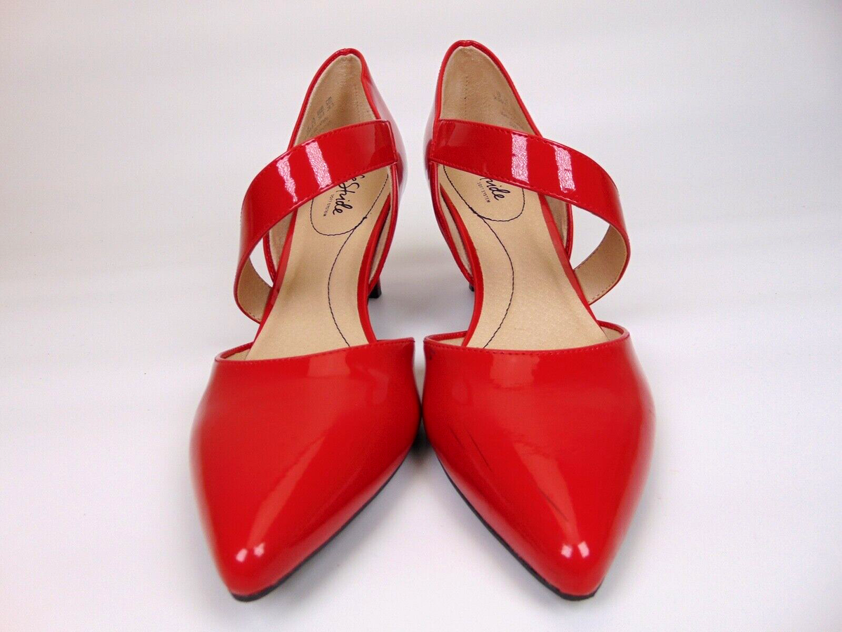 LifeStride Womens Fire Red Suki Patent Pump Heel Shoe 9.5 for sale