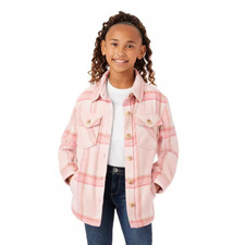 Members Mark Girl's Shacket in Pink Plaid Size Small 6/6X