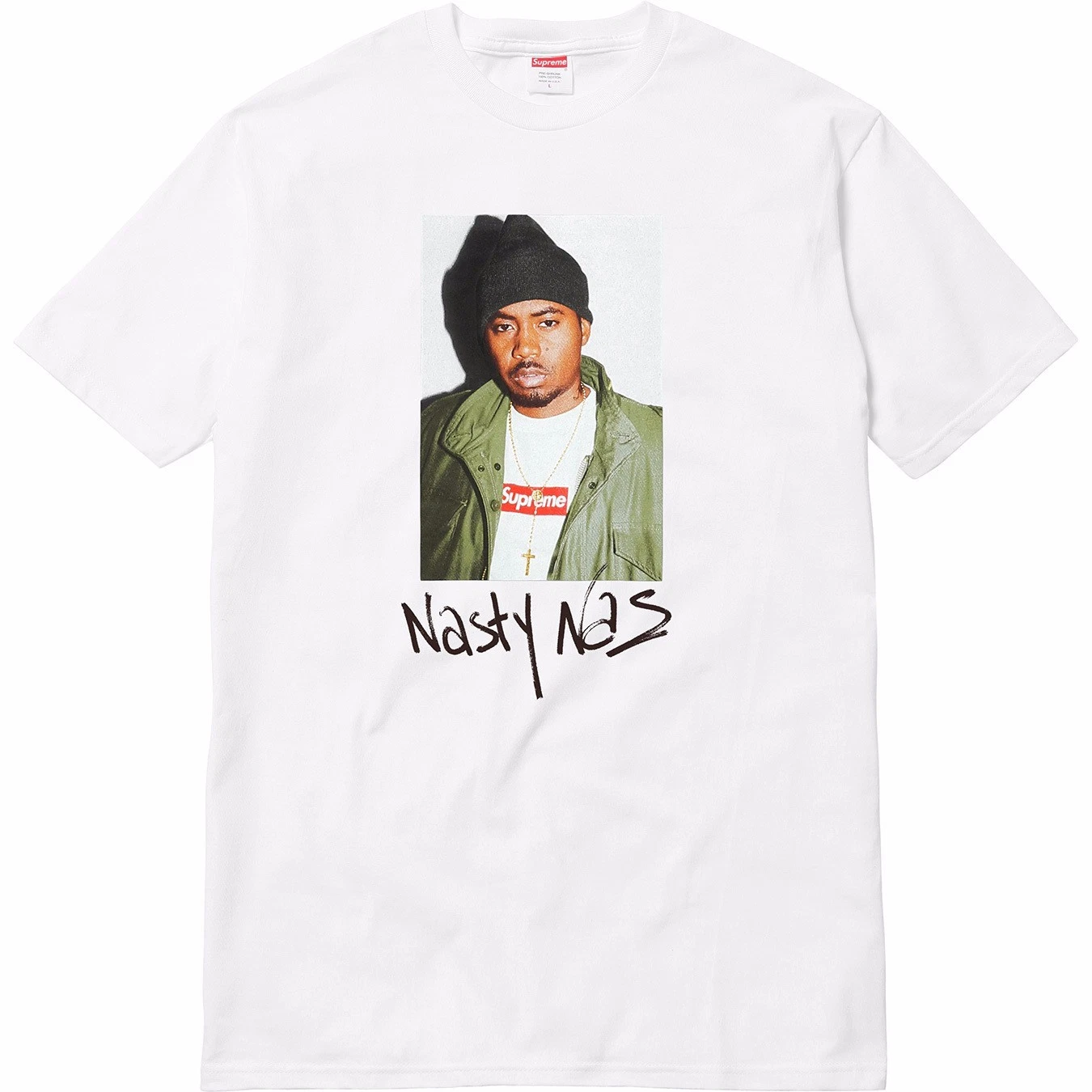 T shirt Supreme FW17 Nas pour homme   Blanc   Petit   NEUF