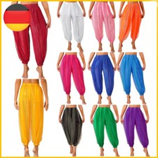 DE Damen Chiffon Bauchtanz Hosen Bloomer Tanzhose Pailletten Haremshose Pumphose