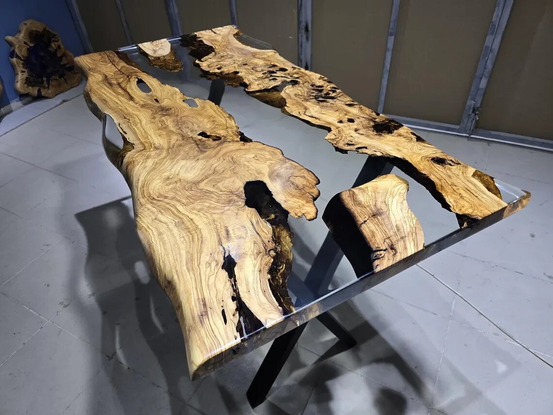 Handcrafted Wooden Epoxy Resin Table Featuring Unique Design and Natural Materials for Style and Durability