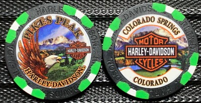 Pikes Peak Harley-Davidson  in Colorado Springs, CO Collector Poker Chip Blk/Grn