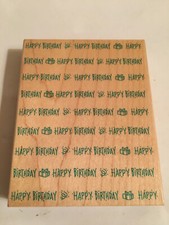 Rubber Stamp, Happy Birthday, Word Print, Repeat, Hero Arts, S1314, 1997