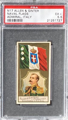 1886 N17 Allen & Ginter Naval Flags ADMIRAL ITALY PSA 5.5 EX+