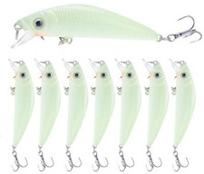 8PCS Luminous Fishing Lures Hooks Glow Hard Bait Crankbait Night Light Minnow