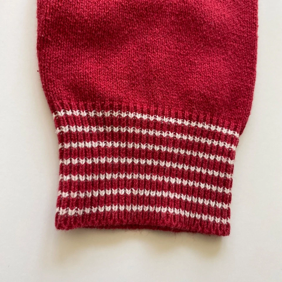 Suéter cárdigan con parche de calabaza de 7 niñas rojo tejido botón delantero con acento blanco Foto 2 de 4