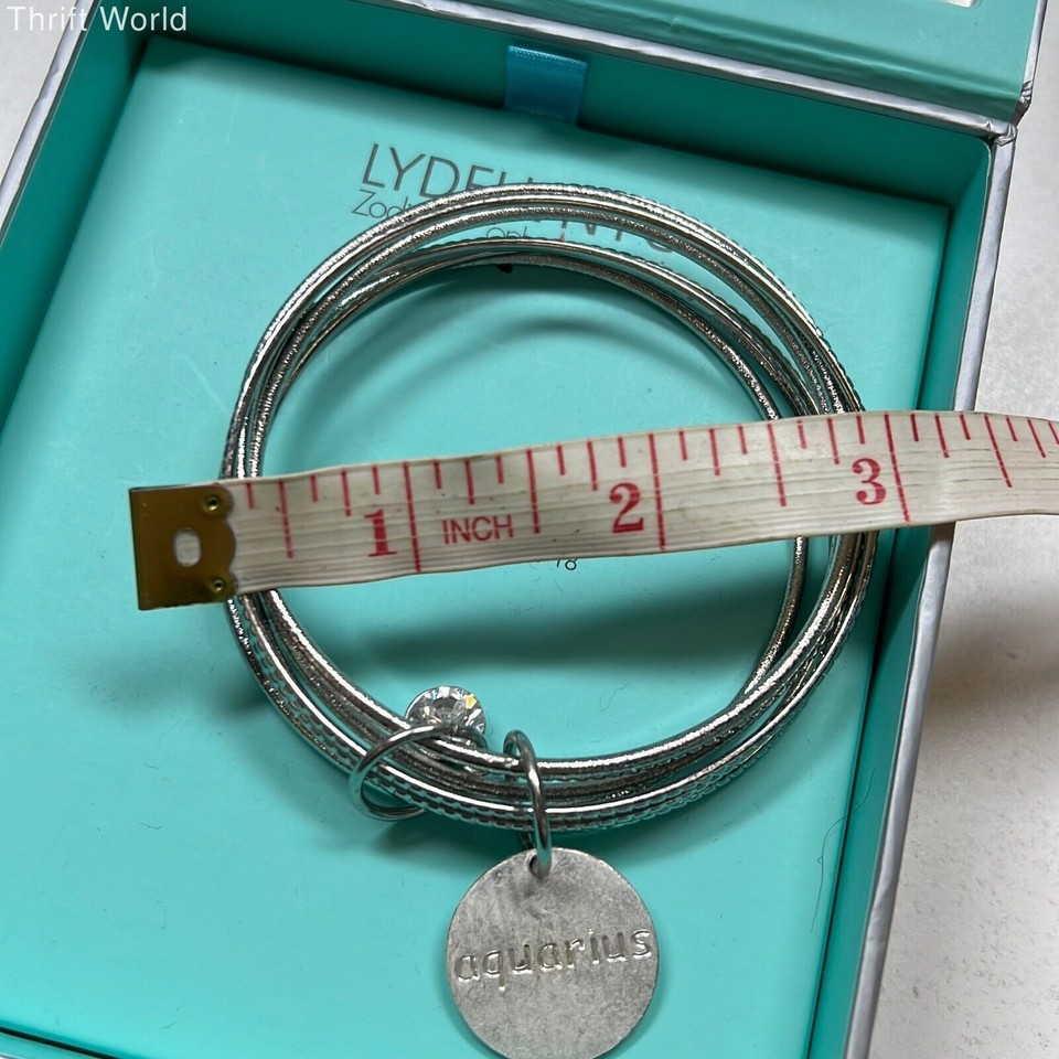 NIOB Lydell NYC Silver Tone Aquarius January February Bangle Bracelet