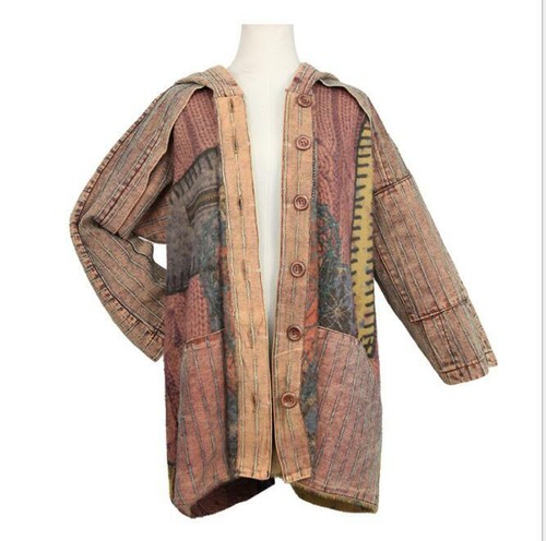 Womens Fashion Hooded Denim Faux Mink Fur Loose Knitted Coat Jacket Cardigan SUN - Bild 3 von 8