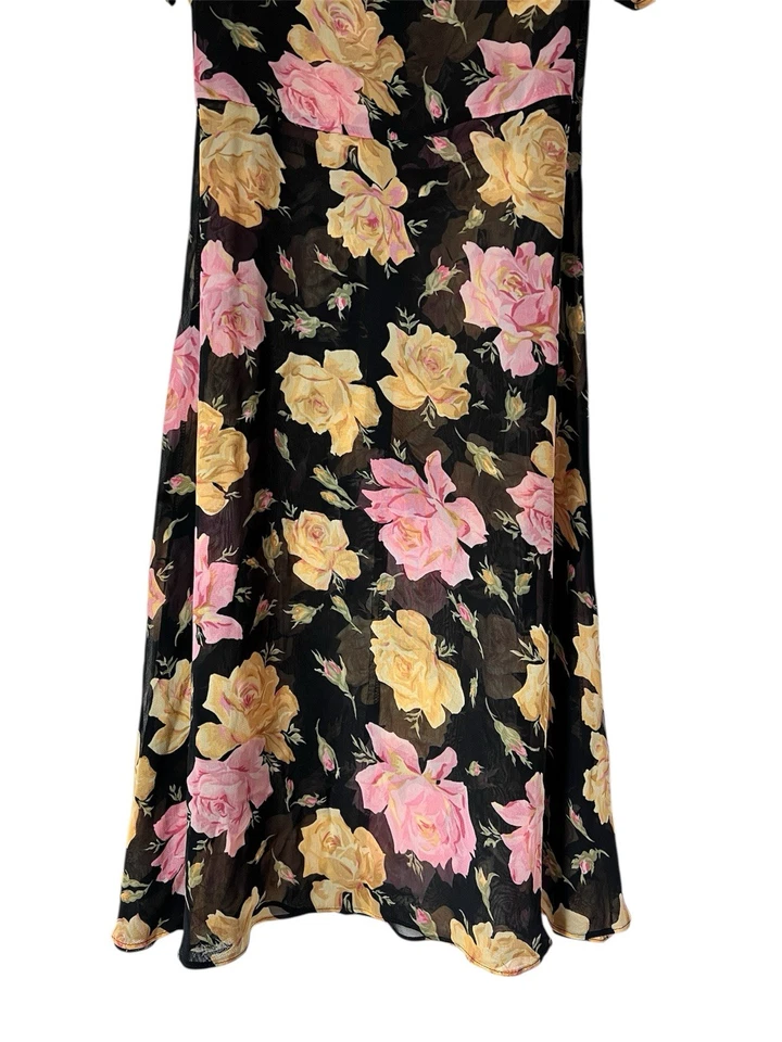 Vestido Vintage Betsey Johnson Y2K Floral Transparente Pequeño Hecho en EE. UU. Foto 4 de 4