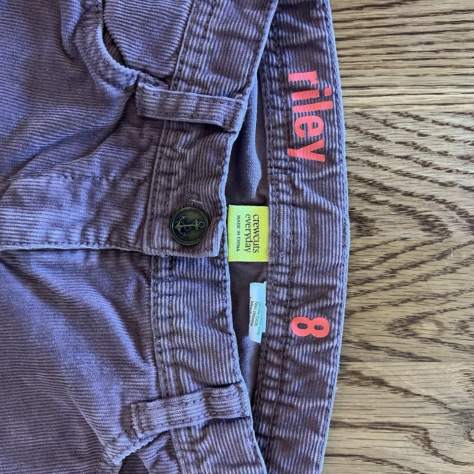 Pantalones de pana estilo Riley morados talla 8 cortes redondos para niñas Foto 2 de 4