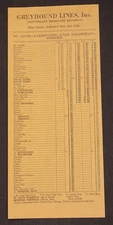 Greyhound Lines Dining Car Menu Southeast Missouri Division 1928