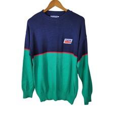 Vintage Pepsi Sweater Mens XL Knit USA Made Pullover Embroidered Navy Green