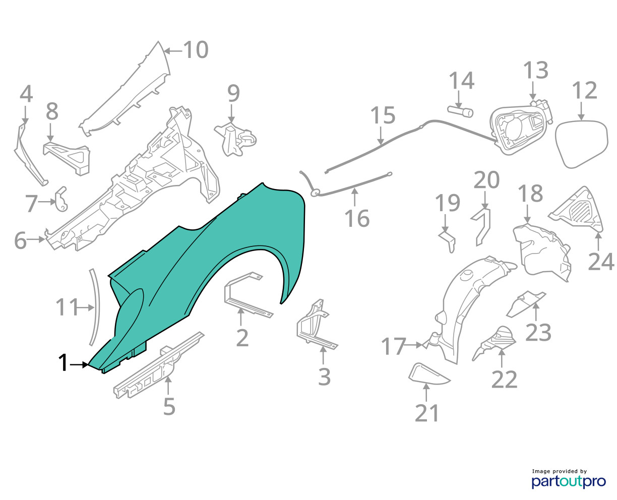 BMW i8 2014-2020 Right Quarter panel White