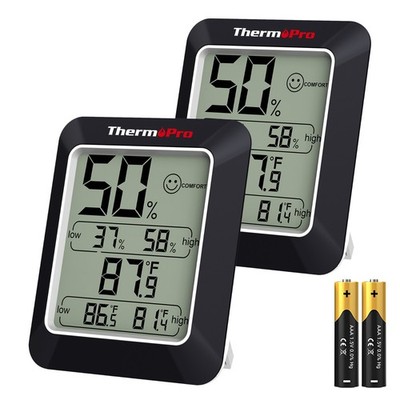 ThermoPro 2-Pack LCD Digital Indoor Hygrometer Room Temperature Humidity Gauge