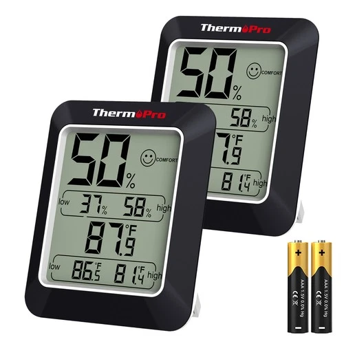 ThermoPro 2-Pack LCD Digital Indoor Hygrometer Room Temperature Humidity Gauge