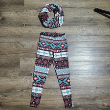 Pomelo Aztec Tribal Leggings  Matching Infinity Scarf Set XS S/M USA