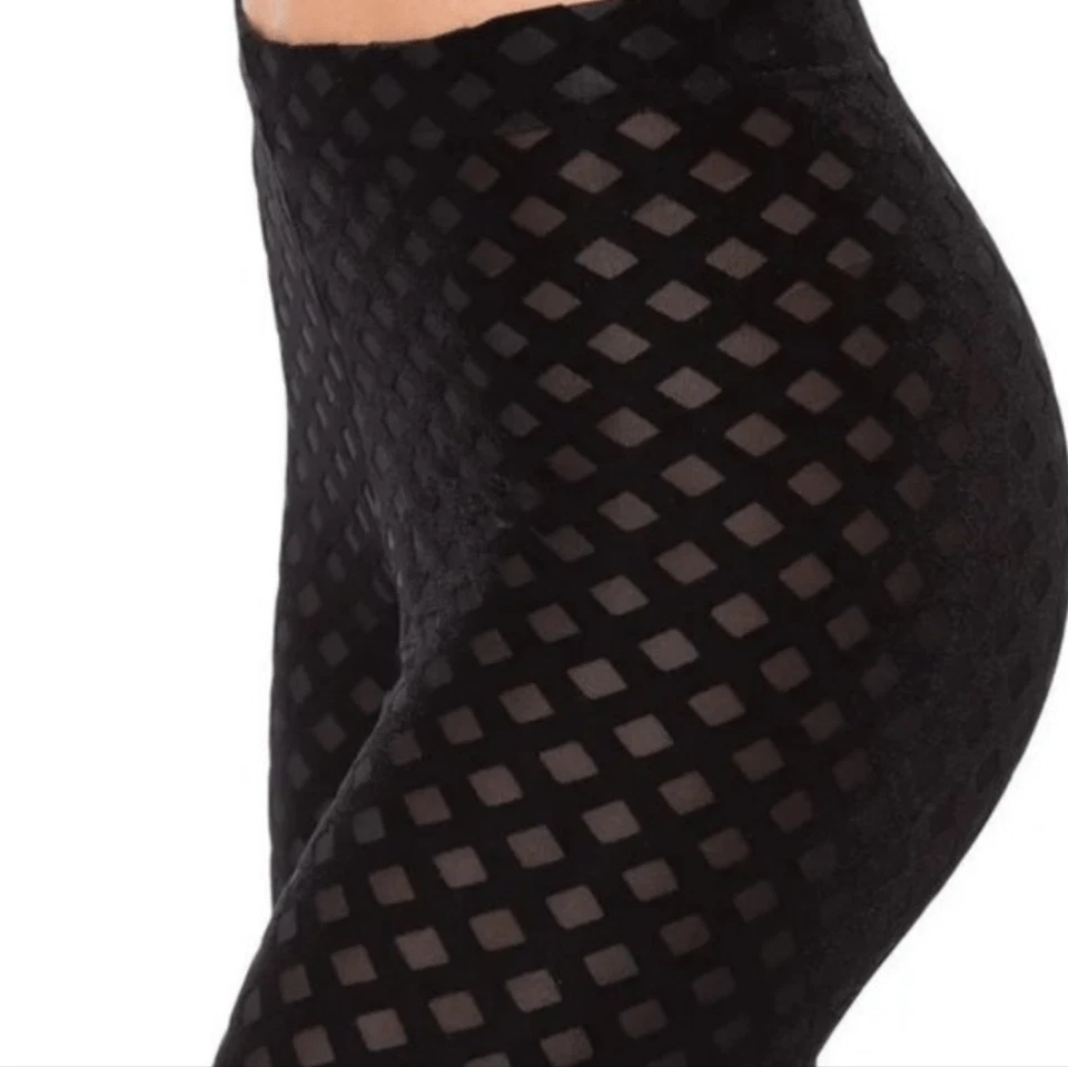 Leggings negros transparentes de terciopelo con diamantes quemados Blackmilk Foto 3 de 4