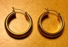 Vintage Goldtone Metal Hoop Pierced Earrings - Costume Jewelry