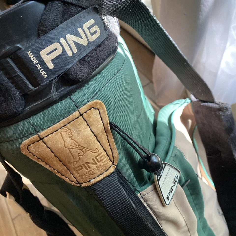 Bolsa de golf vintage Ping Karsten Hoofer verde bolsa de domingo doble correa 4 vías Foto 2 de 4
