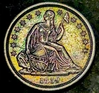 1839 Seated Liberty Silver Dime 10c RARE F-104a R-5 High Grade AU Toned