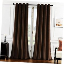 96in Long Luxury Velvet Curtain Panels with 52"W x 96"L Pack of 2 Brown