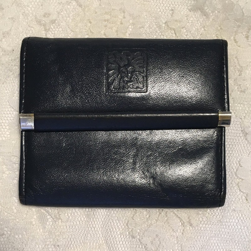 Vintage Ann Klein by St. Thomas Cowhide Leather Wallet Dark Navy Trifold