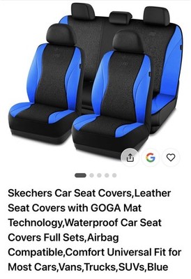 Skechers Car Seat Covers Full Set Black Blue GOGA Mat Waterproof Universal Fit