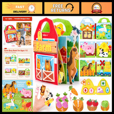 Busy Book for Toddlers 1-3 - Farm Animals Quiet Board, Montessori Learning Toys,