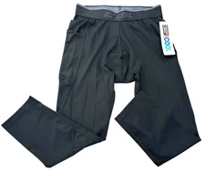 32 DEGREES COOL Men's Small Solid Black Base Layer Leggings NWT 20" Inseam