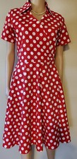 Retro Style 50s Red White Polka Dots RockaBilly Hollywood Glamour Dress Sz M