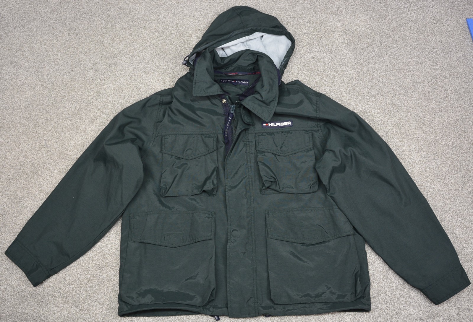 Tommy Hilfiger Hooded Rain Coat Men's Medium Green