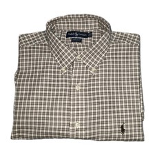 Ralph Lauren Long Sleeve Plaid Yarmouth Shirt Mens Size 17 1/2 Excellent Conditi