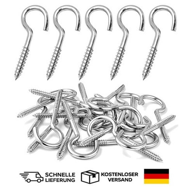 Screw Hooks Edelstahl 20er Set M3 40mm Schraubhaken für Holz Beton Edelstahl