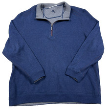 Tommy Bahama Sweater Men XXL 2XL Blue Gray Pullover Quarter 1/4 Zip Reversible