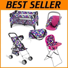 Interactive Baby Doll Stroller Play Set - 4 in 1 Pack N Play