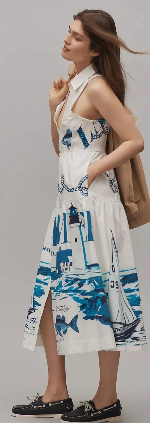 Anthropologie Maeve Sleeveless Midi Shirt Dress Size XL NWT Nautical
Opens in a new window or tab