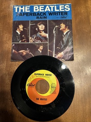 The BEATLES Paperback Writer/Rain 45 rpm Pic SLEEVE 1966 VG+- Scranton Pressing