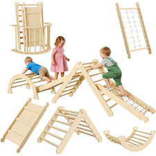 Foldable 8-in-1 Triangle Climbing Set Indoor Jungle Gym  Playground for Toddler