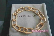 Gift/DavldYurmanSterling/18kGold diamon 18mm Oval Cable Link 7.5Bacelet