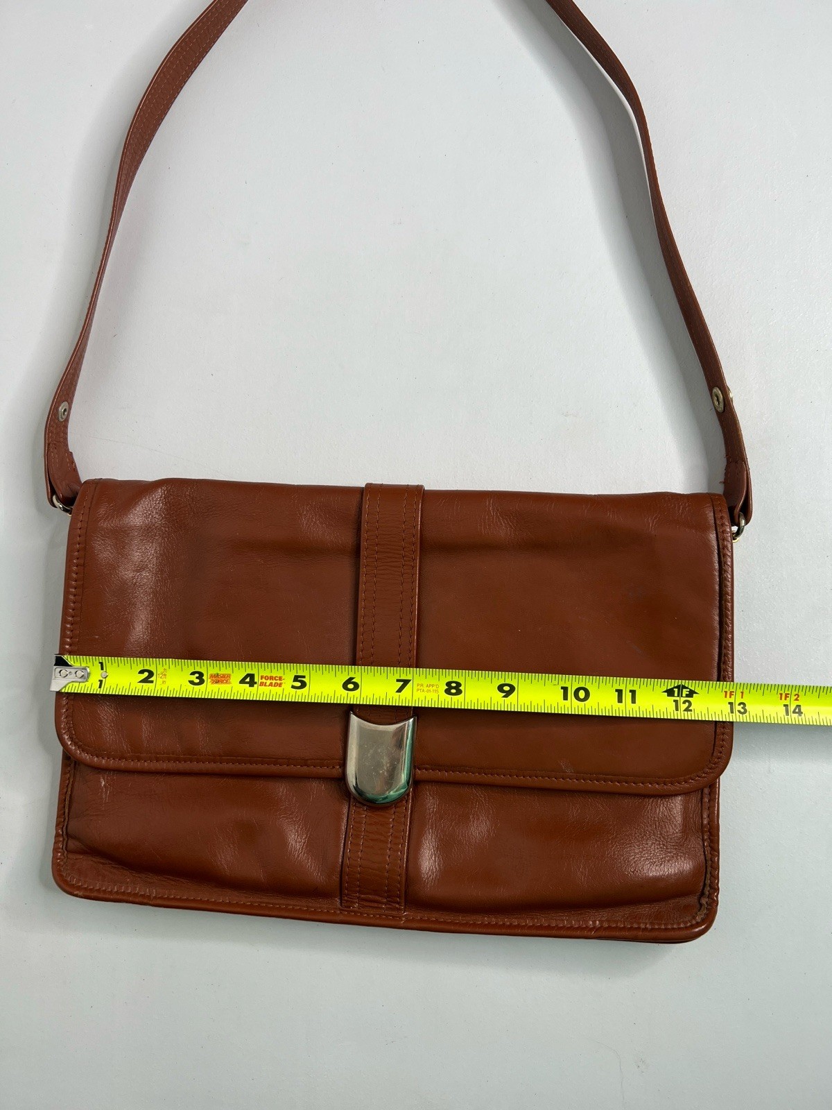 Vintage Brown Rectangular Leather Shoulder Bag Pu… - image 11