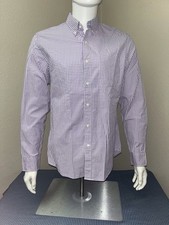 J Crew Men  s Classic Secret Wash Shirting Lavender Gingham Medium Long Sleeve