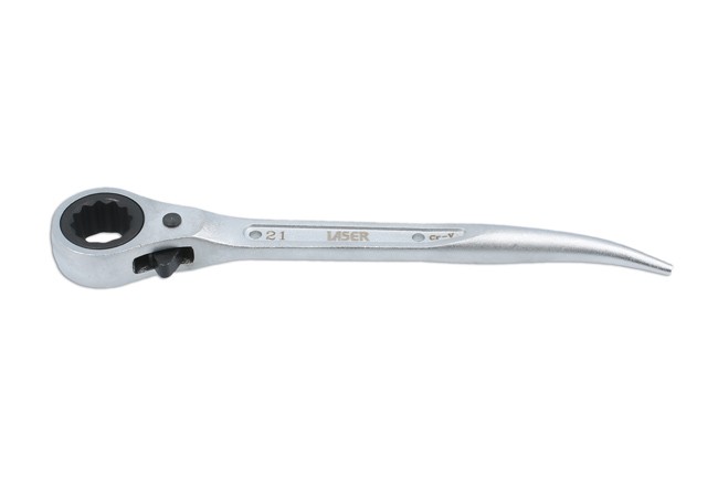 LASER 0192 Ratchet Ring Spanner 21mm Bi-Hex 12-Point Chrome Vanadium Scaffolding
