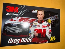 GREG BIFFLE signed NASCAR RACING ROUSH 8x6 hero card photo A