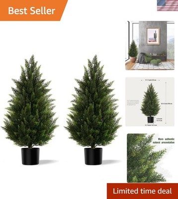 Artificial Topiary Cedar Trees 3FT Tall 2 Set, Outdoor Indoor Faux Pine Shrub...