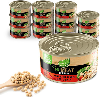 Unmeat Plant Based Tuna Style Flakes, Vegan Tuna, Hot & Spicy, 12 Pack
