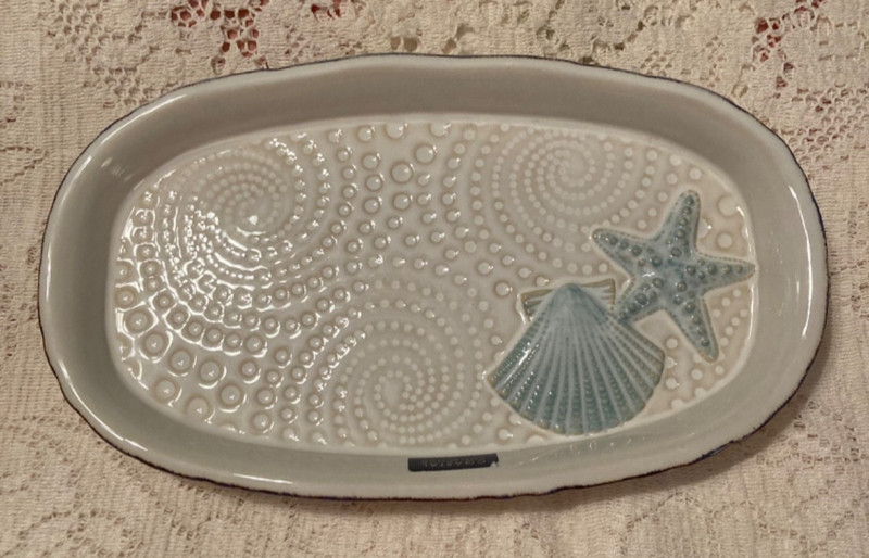 Coastal Collection Nautical Beach Shells Vanity Tray -10 1/2” x 6”