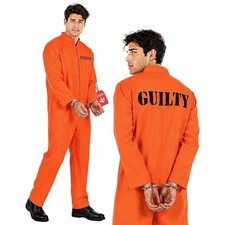 Orange Costume Mens Large Jail Inmate Prisoner criminal Jumpsuit Halloween NWOT