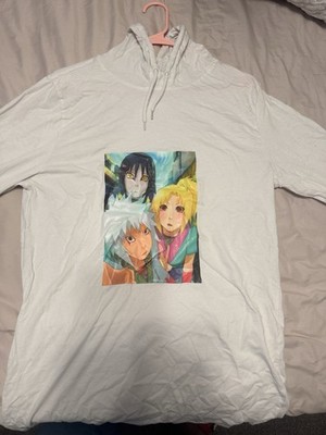 Naruto Anime Graphic Print White Pullover Hoodie, Size M, Polyester never worn